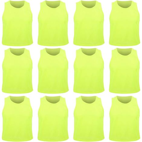 Lot de 12 Petits Gilets d'entraînement de Football en Respirante Fluorescente Vert Taille Unique (1/5)