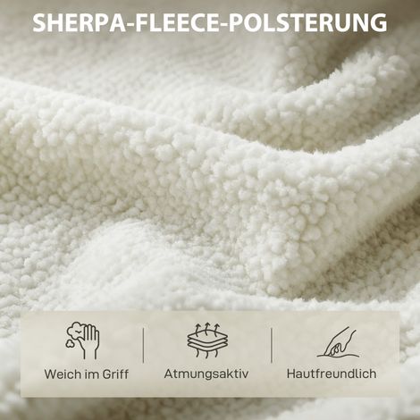 Fauteuil relax avec polaire sherpa, pieds métalliques aspect bois, fauteuil rembourré 67 x 67 x 71 cm blanc crème (1/5)