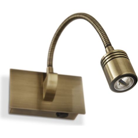 Applique Moderna Dynamo Metallo Ottone Brunito Led 3W 4000K Luce Naturale