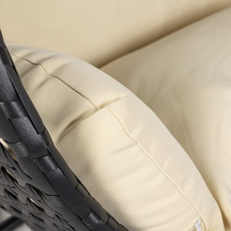 HOME DELUXE - Polyrattan Hängesessel nur Korb und Kissen TWIN DELUXE - Schwarz/Creme Poly Rattan Hängesessel Hängekorb (1/5)