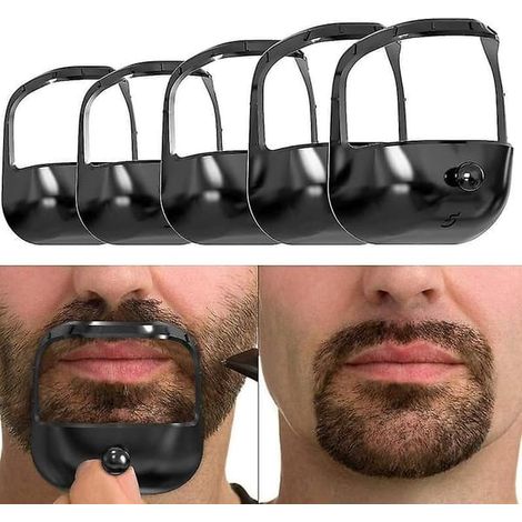 Gabarit de rasage pour bouc - Guide de mise en forme et de stylisme de la barbe pour hommes - Noir (1/4)