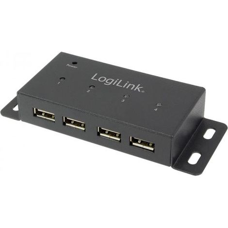 Hub USB 2.0 LogiLink a 4 porte con LED e alimentatore da 5V/2A a 480 Mb/s. (1/3)