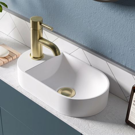 Signature Carmen Sit-On Countertop Basin 380mm Wide 1 Tap Hole - White (1/4)