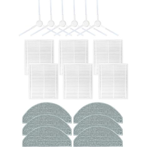 Pièces de rechange pour aspirateur robot E10 E12 B112 : brosse latérale, filtre HEPA et chiffon de nettoyage. (1/5)