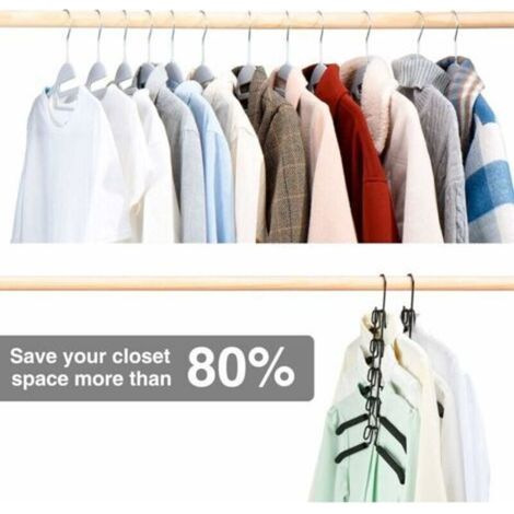 Cintres 5-en-1 économiseurs d’espace – Lot de 2 cintres métalliques universels antidérapants avec mousse EVA multicouche, idéaux pour jeans, jupes, t-shirts et pantalons (1/4)