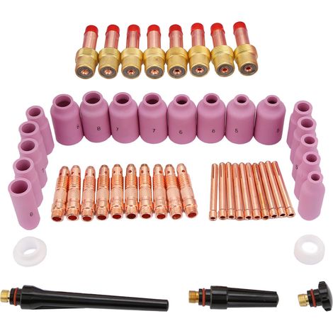 51-teiliges Set an Verbrauchsmaterialien und Zubehör für WIG-Schweißbrenner der Serie WP-17/18/26 (1/5)