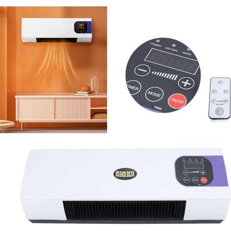 Nannigr Petit climatiseur Mural 2000W ,avec télécommande pour Chambre à Coucher Salon Salle de Bain Appartement, PTC Appareil de Chauffage et de Refroidissement de l'air