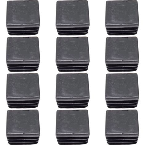 Bouchon Carré - Pour Tube Carré 30 X 30 Mm - Protection Antidérapante - En Plastique - Noir - Lot De 12 (1/5)