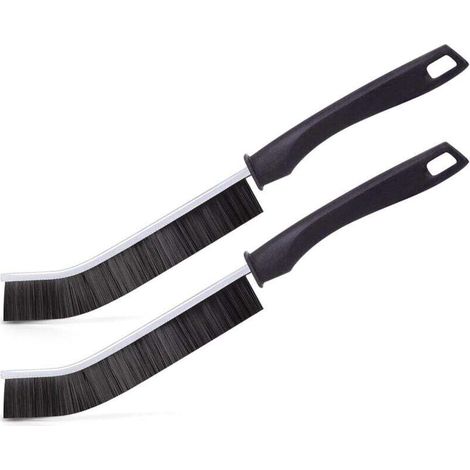 Brosse de nettoyage à poils durs, outil de nettoyage de fissures ménager multi-usages, 2 pièces, noir (1/4)