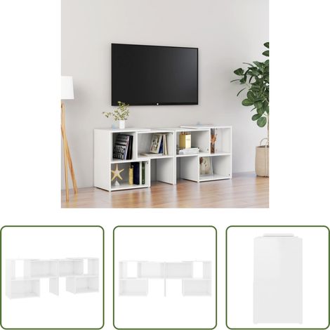 vidaXL Meuble tv salon - Meuble TV Blanc brillant 104x30x52 cm Bois d'ingénierie (1/5)