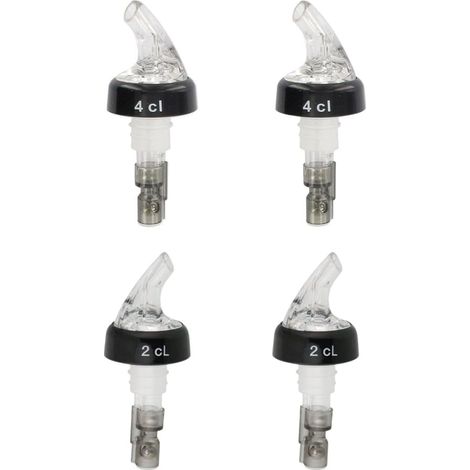 Bec Verseur - Lot de 4 - Plastique et Inox - Doseur 2 cl et 4 cl - Bar et Cuisine - 10 cm (1/5)