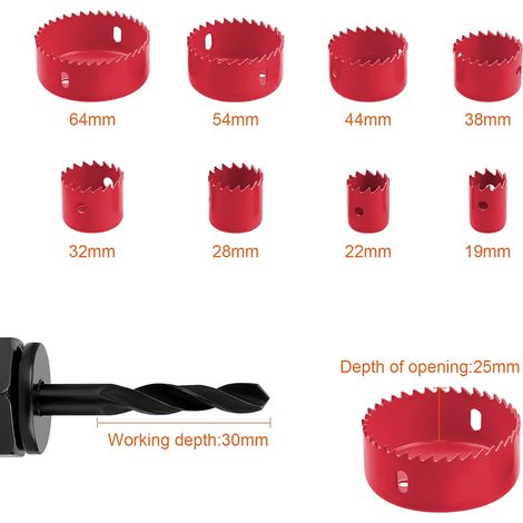 11-teiliges Lochsägen-Set aus Karbonstahl für Holz, Gipskarton, Dichteplatten und Nichteisenmetalle, 19 – 64 mm (1/4)
