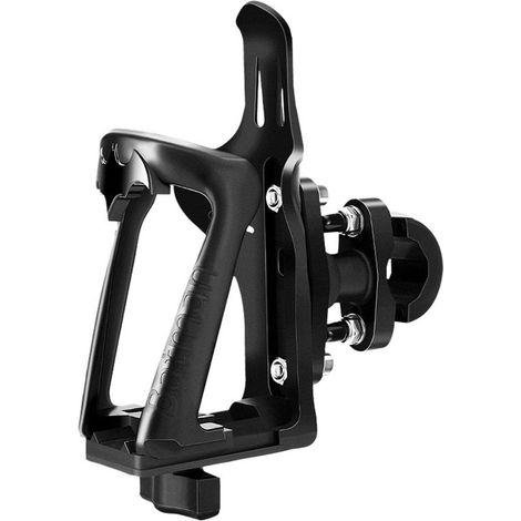 Soporte ajustable en forma de U para botellas agua, Soporte universal abrazadera U botellas 55 78 mm diámetro, Portavasos robusto plástico negro (1/4)