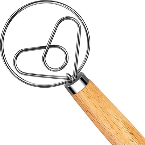 Fouet danois lot de 1 en acier inoxydable avec manche en bois forme cœur pour préparation de pâte maison (1/5)