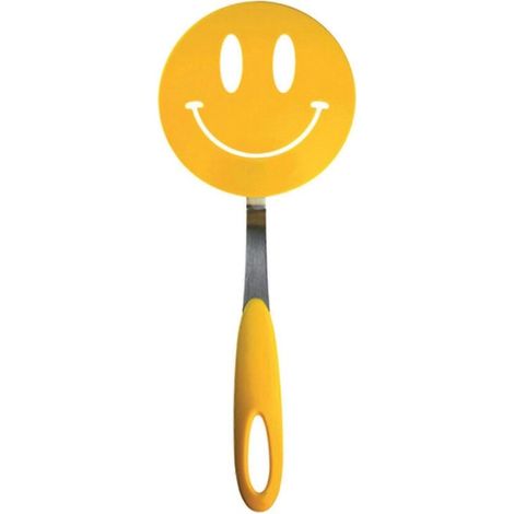 Spatulart Smiley Nylon Flex Turner, spatule de cuisine surmoulée en silicone, manche robuste en acier, compatible avec les revêtements antiadhésifs, motif visage, H x 11,75 (1/4)