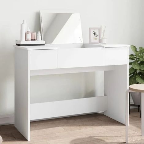 Coiffeuse Blanche avec Miroir, 100x45x76 cm (1/5)