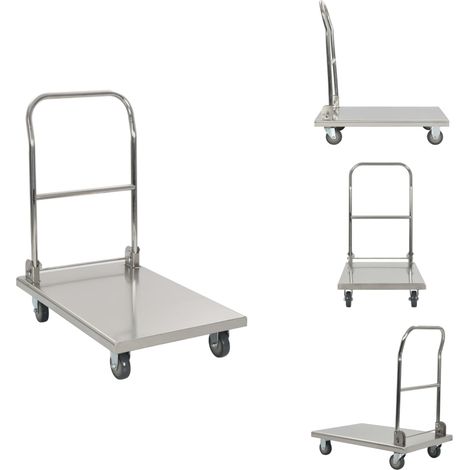 Chariot à plateforme Argenté 82x53x86 cm Acier inoxydable - Chariots De Cuisine - Chariots Industriels - Chariot Pliable - Chariot Robuste - Chariot Inox (1/5)