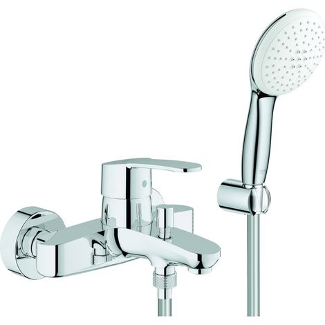 Grohe Eurostyle Cosmopolitan Einhand-Wannenbatterie, Wandmont., mit Tempesta 110 Wandhalterset mit 2 Strahlarten Rain/Jet, Chrom (1/3)