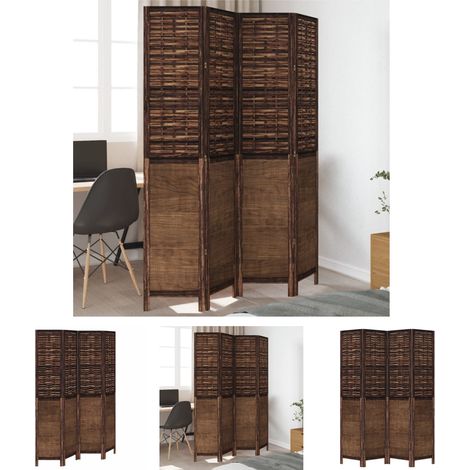 The Living Store 4-tlg. Raumteiler Dunkelbraun Massivholz Paulownia - Raumteiler (1/5)