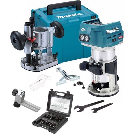 Makita RT001GZ21 40v XGT Brushless Cordless 1/4"" Router + Plunge Base +12P Trend (1/5)