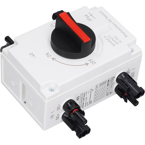 Interrupteur d'isolement CC 4 pôles 1200 V 32 A pour installation photovoltaïque (2 entrées, 2 sorties), étanche IP66, pour système de transfert de charge photovoltaïque. (1/5)