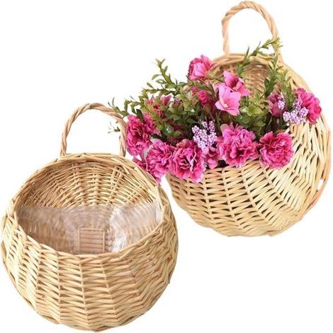 Paniers suspendus pour plantes d'extérieur - Lot de 2 paniers muraux avec membrane imperméable, idéaux pour ranger et organiser vos plantes d'intérieur et d'extérieur. Couleur : marron. (1/5)