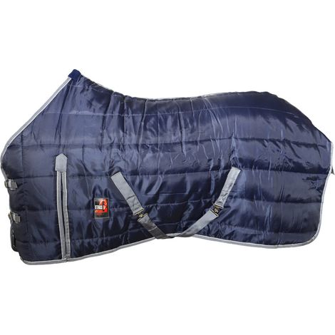 155 cm, Blu: Wattierte gesteppte Laufgitterdecke 300g mit Frontverschluss und Schwanzabdeckung (1/3)