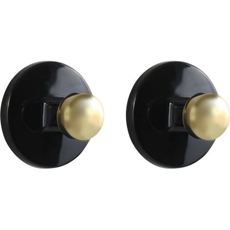 2 colgadores de pared para toalla DOT ABS Negro & Oro Spirella (1/3)
