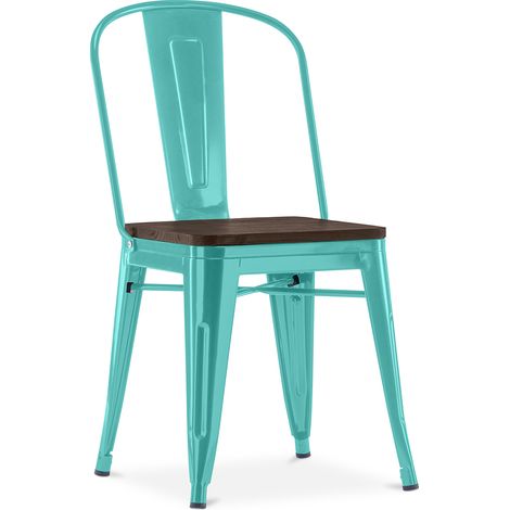 Chaise de salle à manger - Design Industriel - Bois et Acier - Stylix Vert pastel