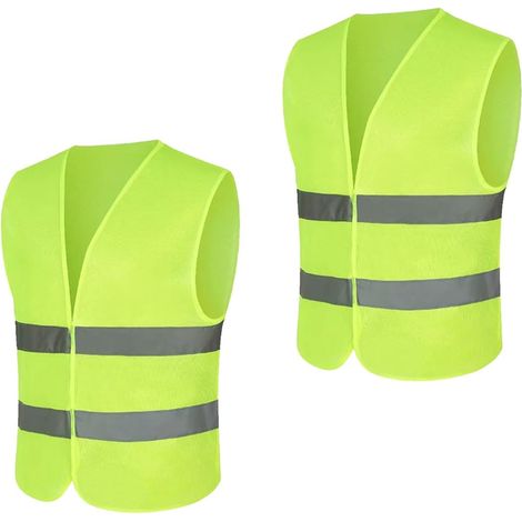 Paquete de 2 chalecos reflectantes de alta visibilidad para adultos  Chaleco reflectante con tiras reflectantes  Chaleco fluorescente para coche, obra  Chaleco de alta visibilidad (1/5)