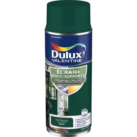ECRAN+ MULTI-SUPPORTS EXTERIEURE - Peinture en Phase Aqueuse Éxtérieur - Satin Vert Basque aérosol 400 ml - Dulux Valentine