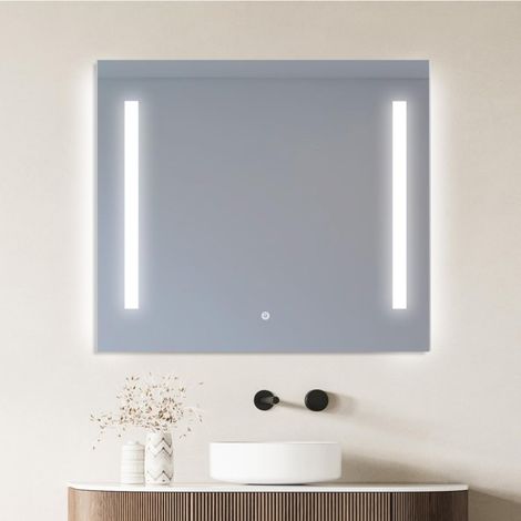Espejo LED rectangular L60/80cm de vidrio plateado LUMENA (1/5)