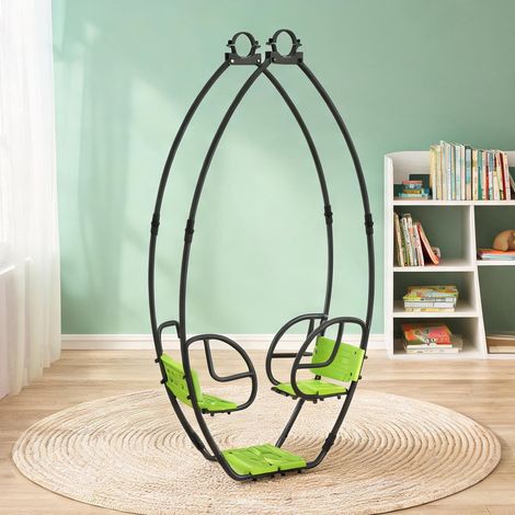 Portique de balançoire vert en métal 110,5 x 40,5 x 180 cm (1/5)