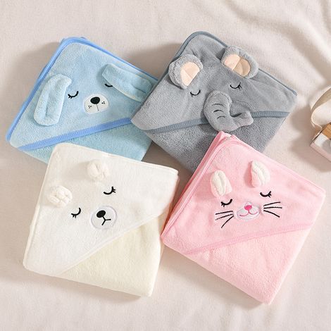 Set mit 4 Kapuzenbadetüchern - Ultraweich, saugfähig, hypoallergen - Geeignet für Jungen und Mädchen (80 x 80 cm) (1/5)