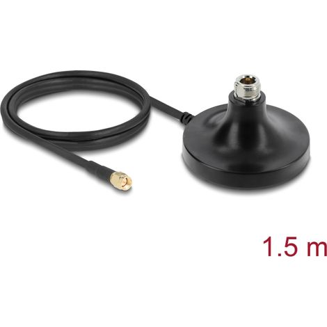 Delock Base magnÃ©tica de antena N hembra a SMA macho con cable de conexiÃ³n ULA100 1 m en negro