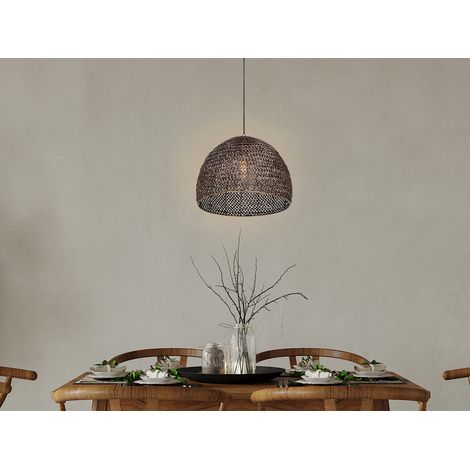 Vintage Pendelleuchte KAMARA aus Metallgeflecht in Altmessing, Ø 36cm