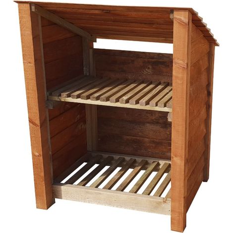 Wooden Log Store Reverse Roof, W99xH126cm (Brown finish) With Kindling Shelf