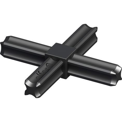 alfer Kreuz-Verbinder, 4 Zapfen 7.5 mm 7.5 mm Kunststoff glatt schwarz Metall- und Stahlprofile (1/2)