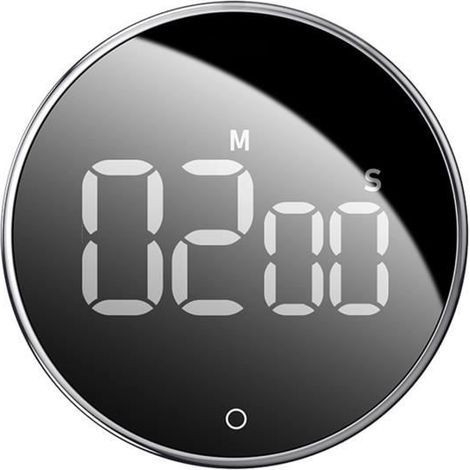 Digitaler Küchentimer mit Sanduhrfunktion, magnetisch, für Küche, Dusche, Arbeitszimmer, Stoppuhr, Theke – Schwarz (1/3)