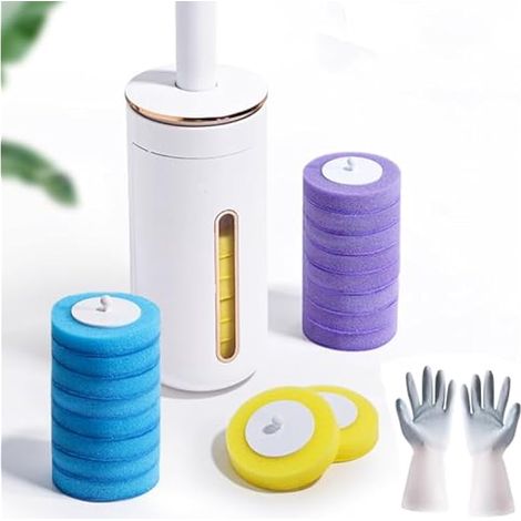 Brosse Toilette 3 en 1, Set de Brosses Jetables, Kit Nettoyage Toilette, 24 Pièces, pour Salle de Bain et WC (1/5)