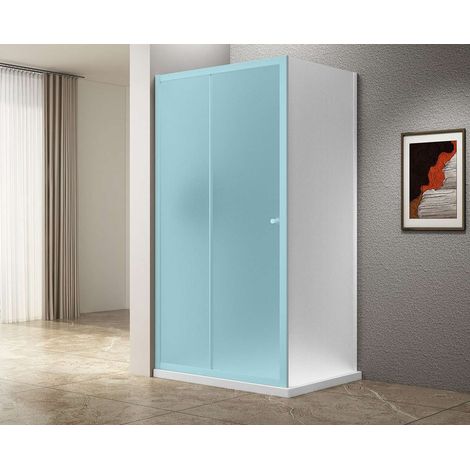Aqualine Ugga - Paroi de douche 185 x 90 cm, verre Brick, blanc AWP90 (1/3)