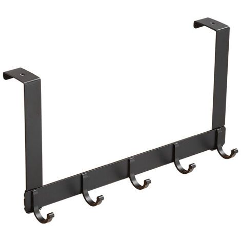 Türhakenleiste mit 5 Haken, Aluminiumlegierung Hängeleiste Garderobe Rahmen Trockner Haken Handtuchhalter Badezimmer Für ohne Bohren Loch (1/5)