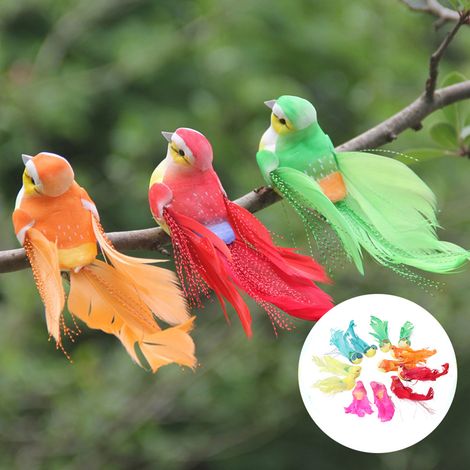 12 Pièces Oiseaux Artificiels Décoratifs avec Pince pour Jardin et Intérieur
