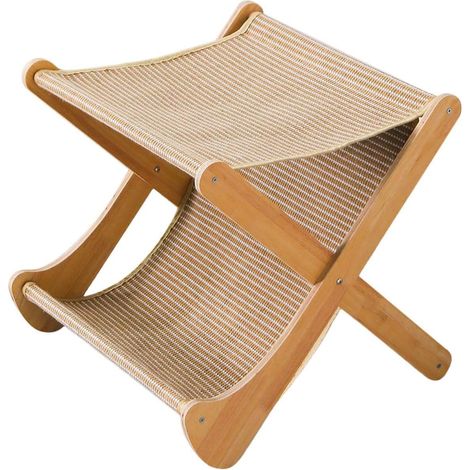 Maison À Gratter en Carton pour Chat Lit Pliable Interactif 2 Niveaux Griffoirs pour Chat Pour Maison Intérieur Extérieur Entraînement Exercice Contre L'Ennui Stimulation (1/5)
