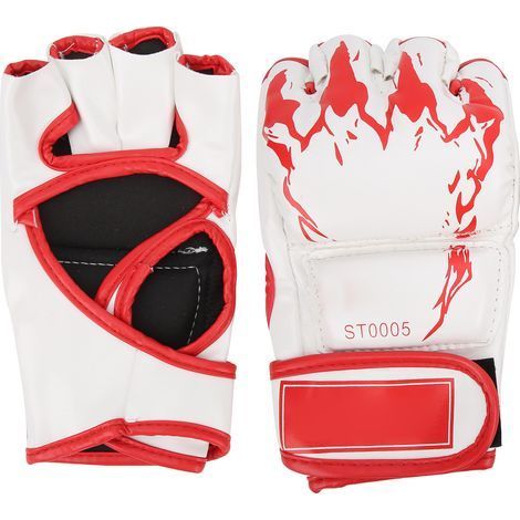 Professionelle MMA-Fingerhandschuhe aus PU-Leder, für den Boxsack, weiße Sohle und rote Krallen. (1/5)