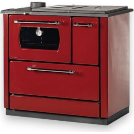 Stufa cucina riscaldamento a legna con forno struttura in acciaio 9,06 kW Popular - Bordeaux (1/4)
