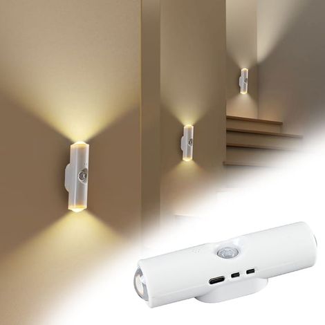 Dreifarbiges magnetisches LED-Nachtlicht mit intelligentem Bewegungssensor und USB-Ladefunktion (4er-Pack). (1/5)