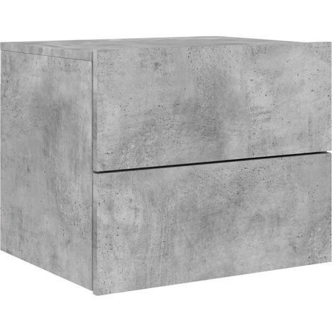 Mesita de noche de pared con luces LED y 2 cajones 50 x 39 x 41 cm en madera de ingeniería gris DEC034198 (1/5)