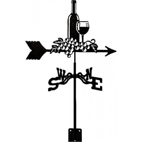 Weinrote Wetterfahne - Wetterfahne für den Alltag - dekorative Wetterfahne - Windrichtungsanzeiger-Set - Metallhalterung für den Außenbereich im Garten - schmiedeeiserne Gartenwetterfahne - 32x22 cm. (1/5)