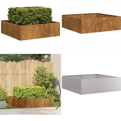 vidaXL Pflanzkübel Rostig 100x100x30 cm Wetterfester Stahl (1/5)